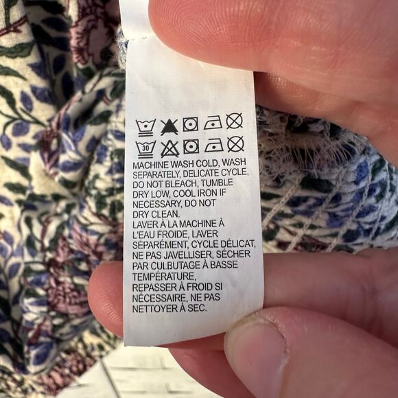 Lucky brand peasant top balloon sleeve drawstring collar floral bohemian hippie - Picture 8 of 11